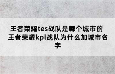 王者荣耀tes战队是哪个城市的 王者荣耀kpl战队为什么加城市名字